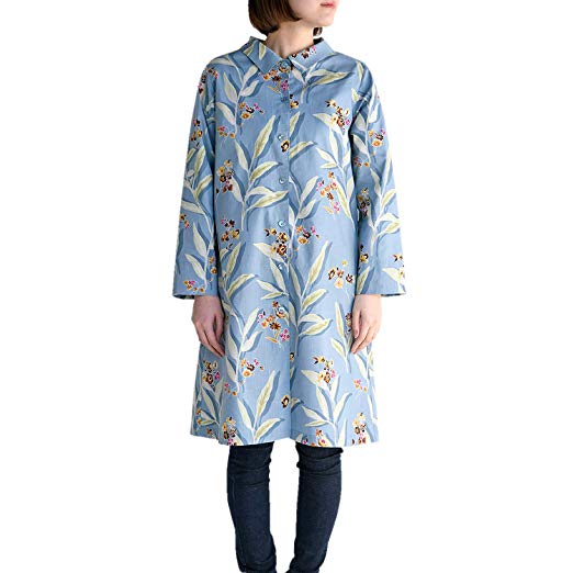 KIYOHARA 다카하시 에미코 디자인 손바느질의 셔츠 원피스 재료 세트 에미코 컬렉션 베리 블루 슬라브 크로스면 100 % PB-SECSOP